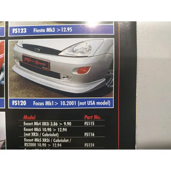 Εμπρος σποιλερ προφυλακτηρα πλαστικο τυπου DTM για FORD FOCUS MK1