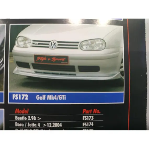 Εμπρος σποιλερ προφυλακτηρα τυπου DTM VW GOLF MK4