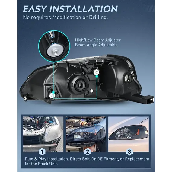 Φανάρια Civic EK 99-00 ΜΑΥΡΑ